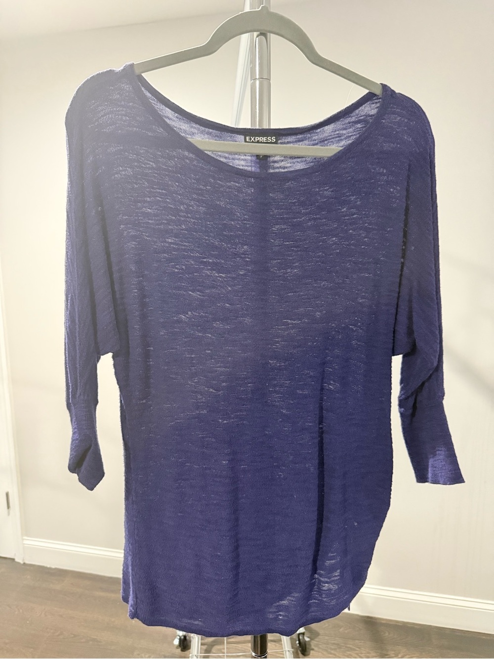 Express Lightweight Sheer Long-Sleeve Top - Deep Purple